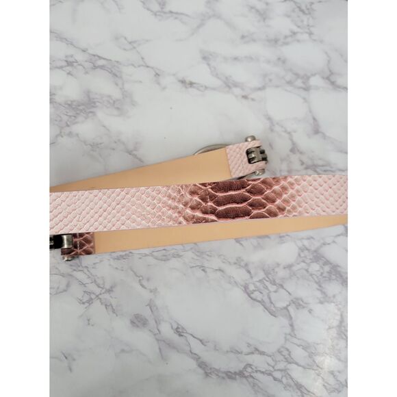 Garuglieri Italian Pink Python Snake Textured Leather Women\'s Belt Silver Buckle main image 5